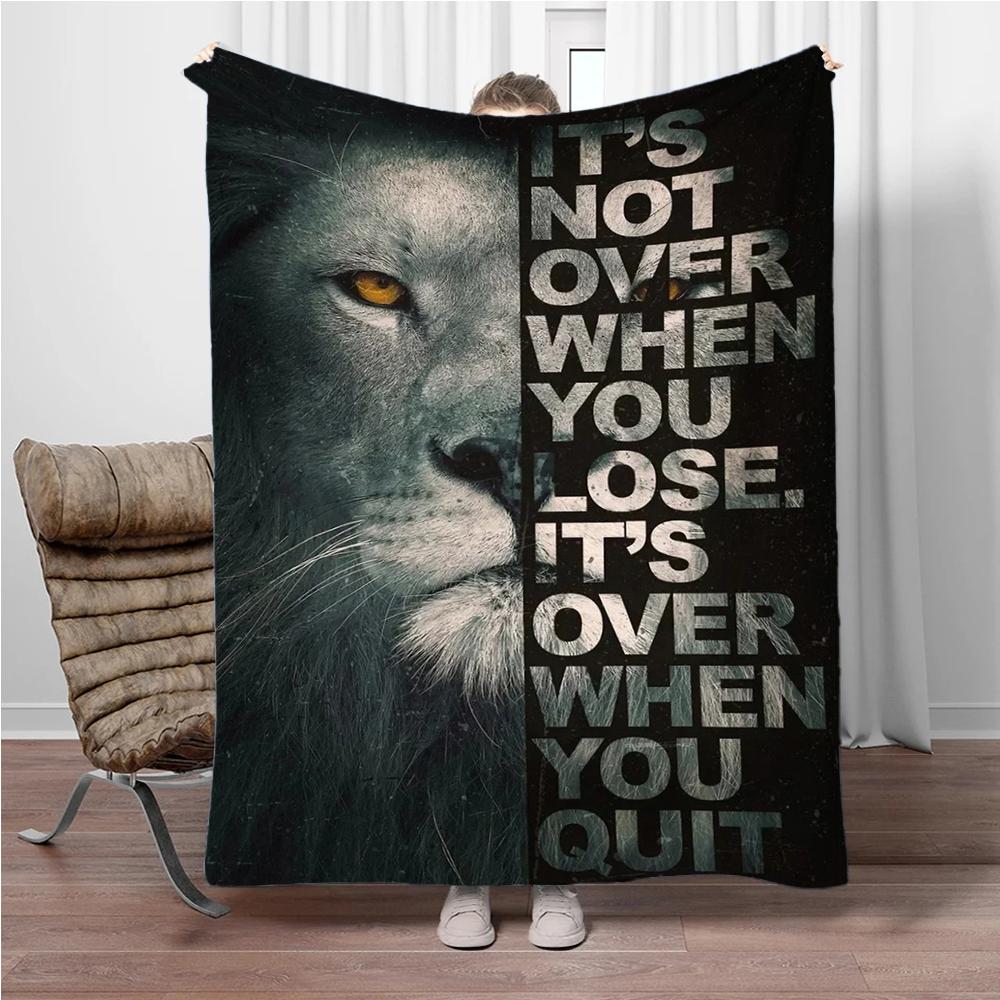 1pc Inspirational Success Lion Classic Blanket Fluffy Children and Adults Sofa Plush Bedspread Throw Lunch Blanket for Sofa Bed