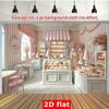 2D Cute Pink Bakery Backdrop, Vintage Pastry Store with Striped Decor Photo Background Cloth