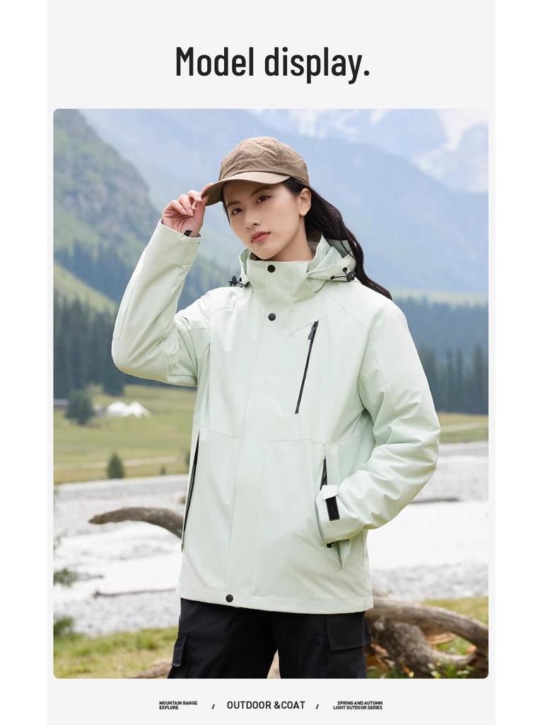 2024 Unisex 3-in-1 Windproof Outdoor Jacket with Detachable Fleece Lining for Autumn and Winter