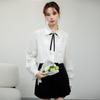 Korean Style Bow Tie White Shirt - Women's Spring 2026 Long Sleeve Top