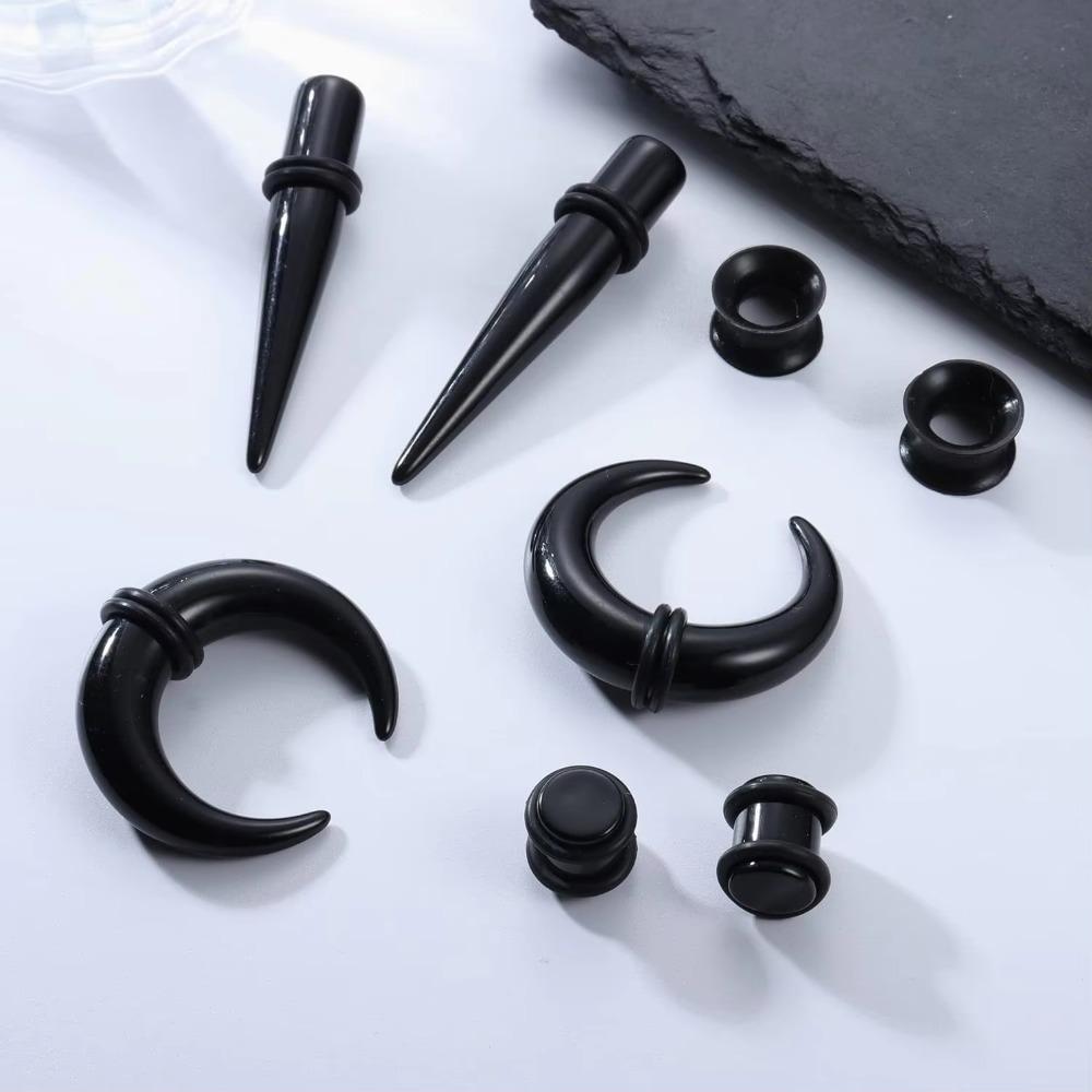 Bobisty 1pc Ear Stretching Kit 14G-00G Acrylic Tapers Plugs Acrylic C Shape Pincher Tapers Silicone Tunnels Ear Gauges Expander