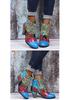 Bohemian Plus Size High Heel Martin Boots - Ethnic Style Patchwork Leather for Women