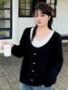 Plus Size Sweet Patchwork Knitwear for Women - Spring/Autumn, 130-320 Jin, Age-Reducing Two-Piece Top
