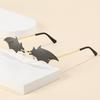 1PC Unisex Fashion Bat Shape Sunglasses Rimless Retro True Film Sun Glasses UV400 Trend Narrow Eyewear Streetwear Accessories