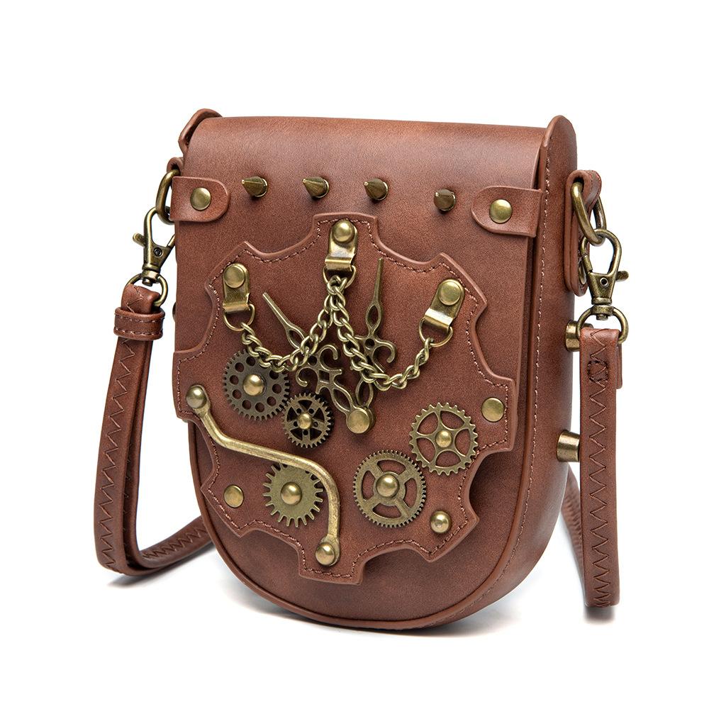 Medieval Retro Pu Heavy Industry Dumpling Bag Niche Women'S Shoulder Oblique Span Mobile Phone Change Bag