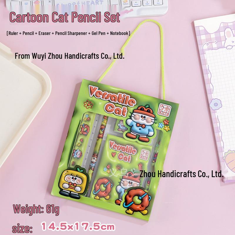 June 1st Cartoon Student Stationery Set: 6-Piece Children's Back-to-School Learning Kit