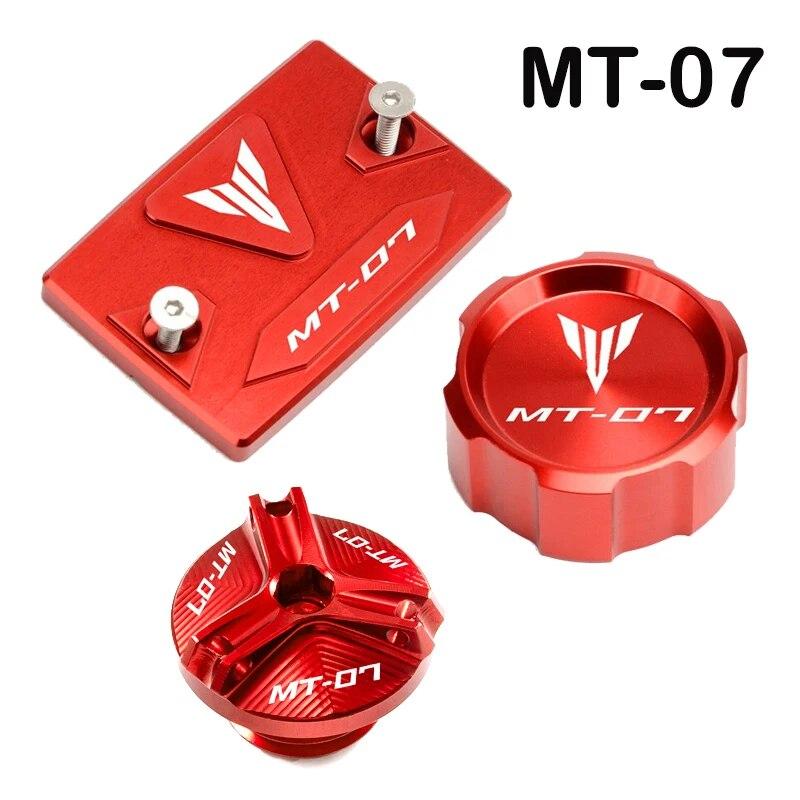 For Yamaha MT09 mt 09 07 2014- MT07 -2023 Accessories Motorcycle Front and Rear Brake Tank Cap + Engine Oil Filler Cap