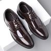 2025 New Carved Brock British Patent Leather Business Dress Leather Shoes Men's Lace-Up Derby Shoes Pointed Youth
