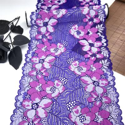 23cm Wide Stretch Lace, Multicolor Floral Elastic Spandex Lace for Lingerie, Bra, Underwear, Sewing & Crafting
