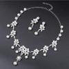 Branch Shaped Simulation Pearl Necklace Earrings Set Ethnic Retro Jewelry Bride Dress Accessories