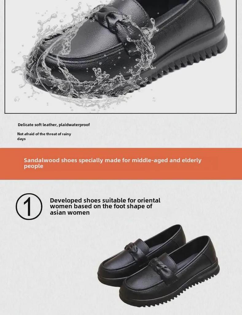 Lekkie buty z prawdziwej skóry dla kobiet w średnim wieku i starszych z miękką podeszwą