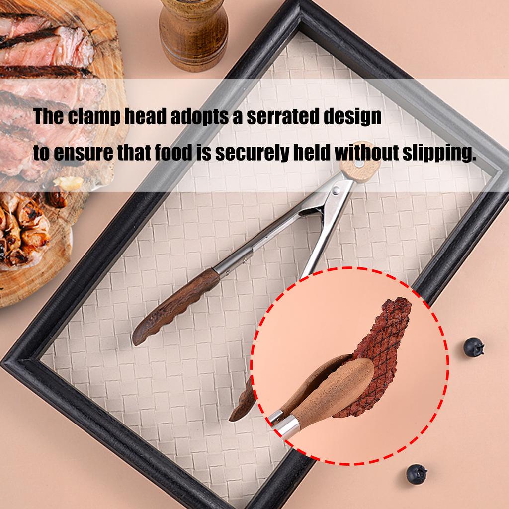 Premium Wooden Tongs with Stainless Steel Tips Barbecue Wood Tongs Perfect for Cooking Grilling and Salad Serving