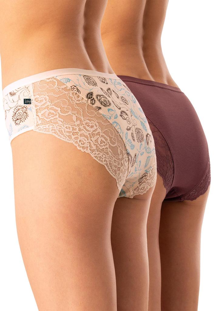 Figi damskie bawełniane (2pack) klasyczne z koronką LPC 590 Key