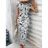 Temperament eleganter Taillenriemen gestreifter Rundhalsausschnitt Kurzarm langes Kleid Sommer Damen High-End Damenbekleidung Rock