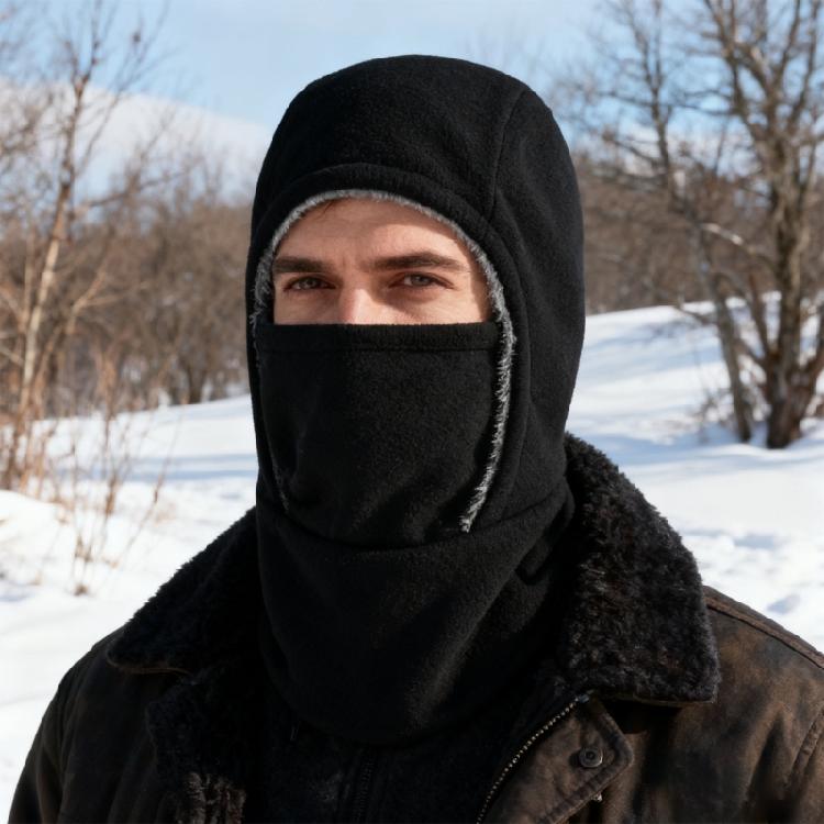 Winter Face Mask Hooded Hat With Elastic Fleece Lining Design For Winter Cycling Hiking Skiining Outdoor Activity Hat