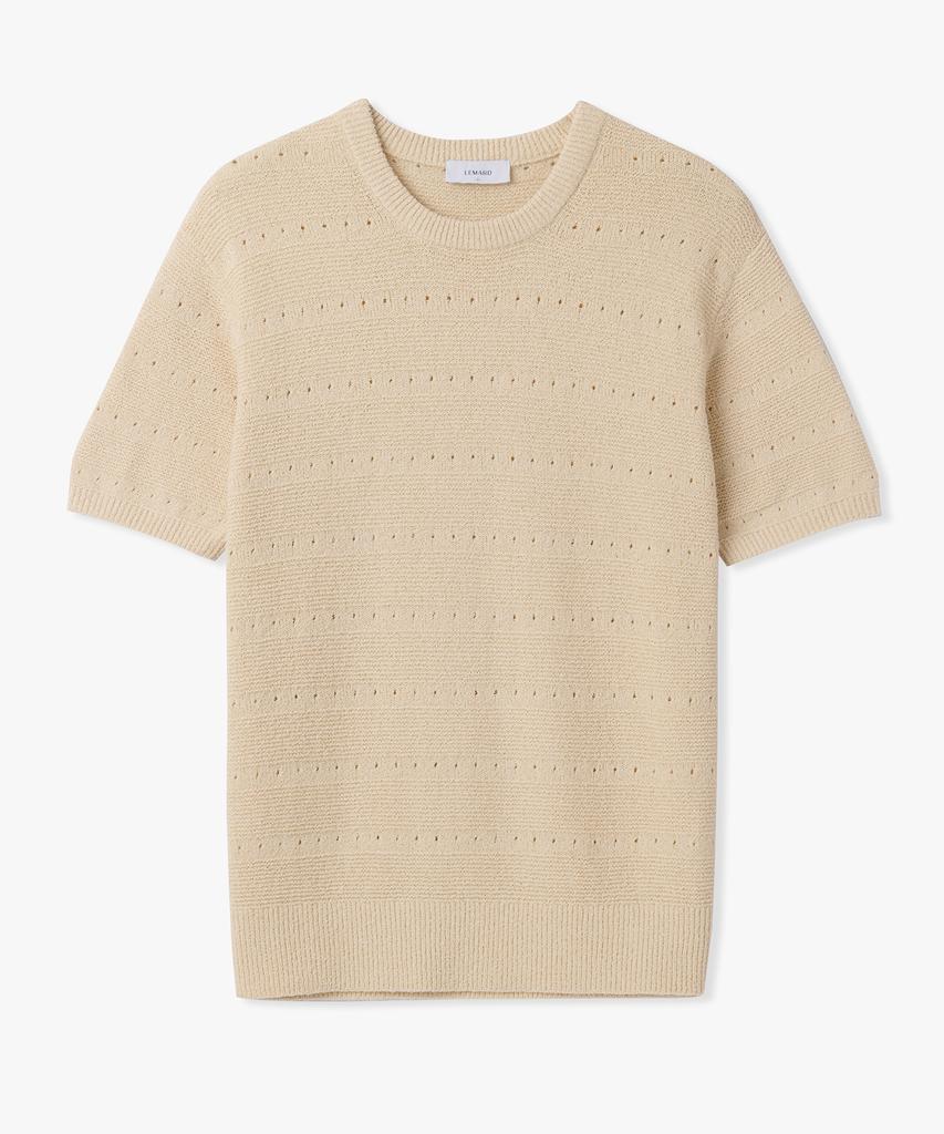 Le Mad Boucle Scallop Round Half Knit - Beige