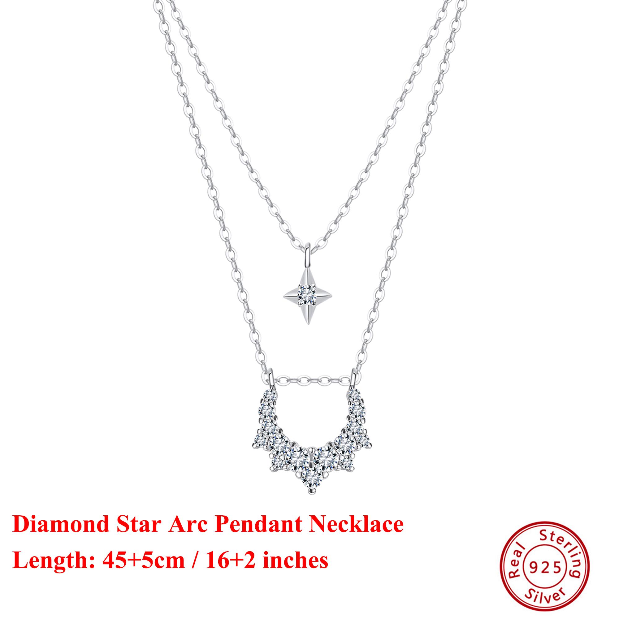 

EFFIE QUEEN 2026 Trend Necklace S925 Silver Diamond Star Zirconia 14k Gold Chain Choker Necklace for Women Birthdays Gift BQN22 серебряный