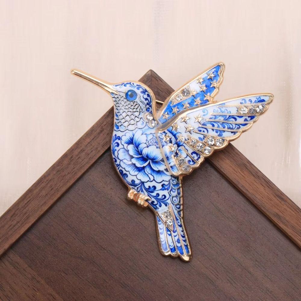 Classic Chinese Ceramic Lapel Pin Jingdezhen Style Jewelry Clothing Decoration