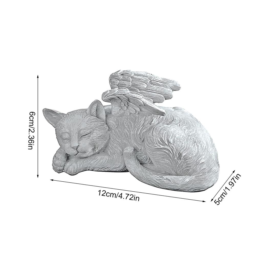 Angel Dog Cat Decoration Statue Resin Pet Memorial Statue Outdoor Garden Home Ornament Sleeping Angel Wing Sculpture