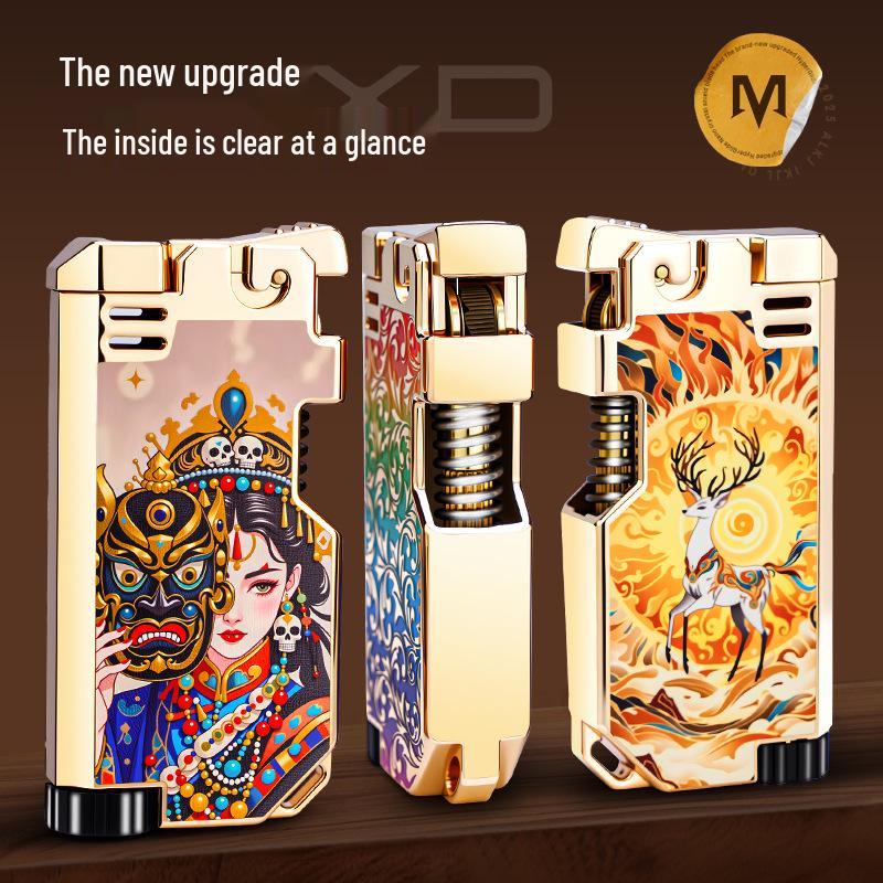 Creative Retro Flint God of Wealth Lighter with Color Print