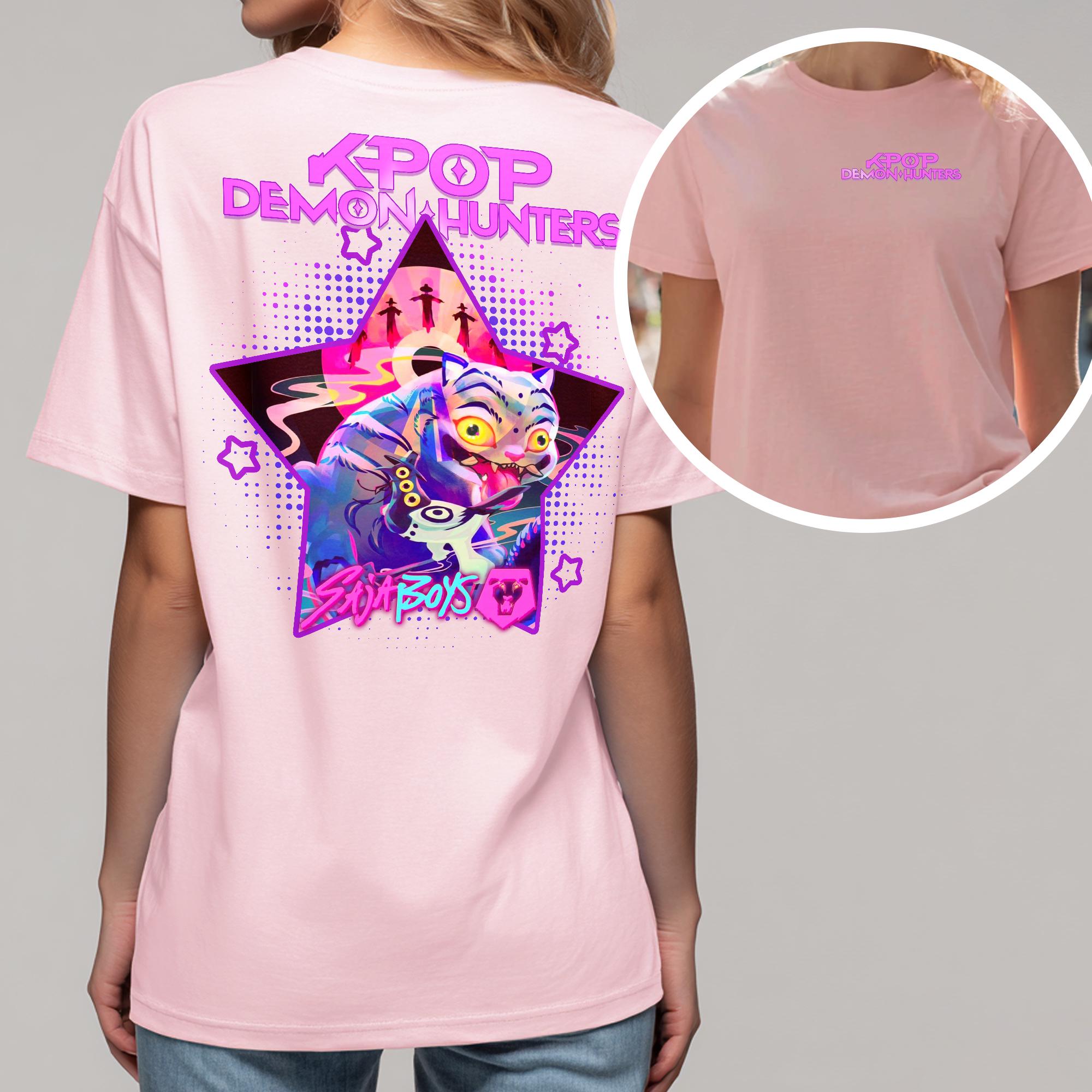Kpop Demon Hunters Футболка Vaporwave Аниме Графическая Футболка Мягкая Унисекс Уличная Одежда Стиль Demon Slayer Kpop Рубашка Подарок Для Фанатов S