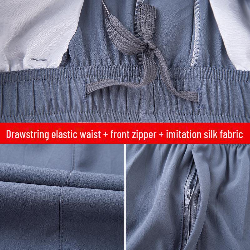 Breathable Elastic Waist Silk-Like Floral Casual Pants for Middle-Aged & Elderly