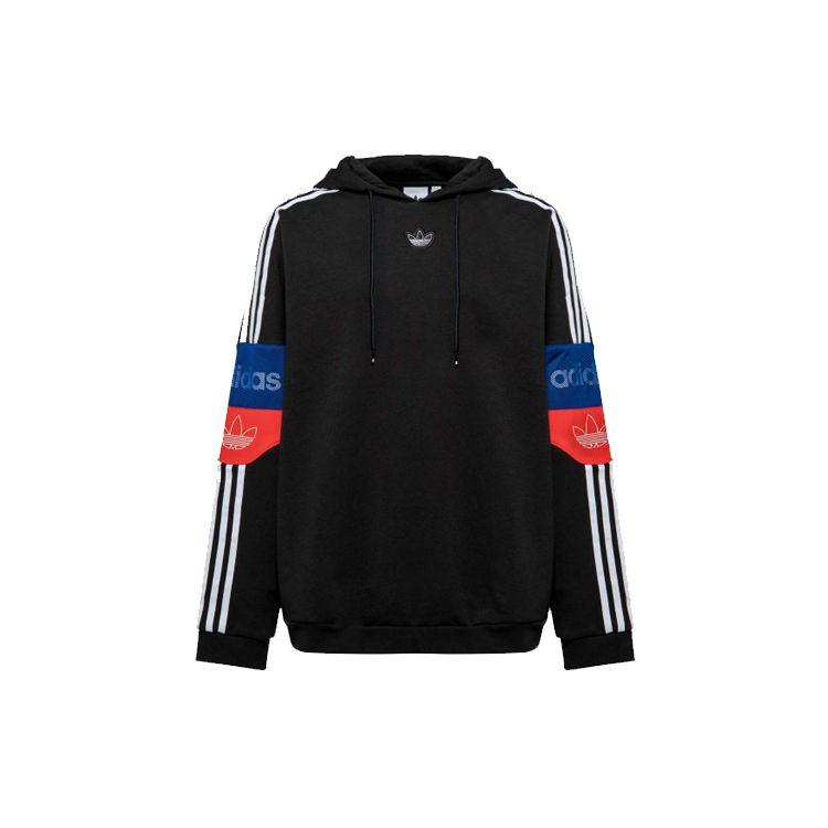 

adidas Originals Team Signature Trefoil Hoodie Black Red Blue Men s ED7173 M