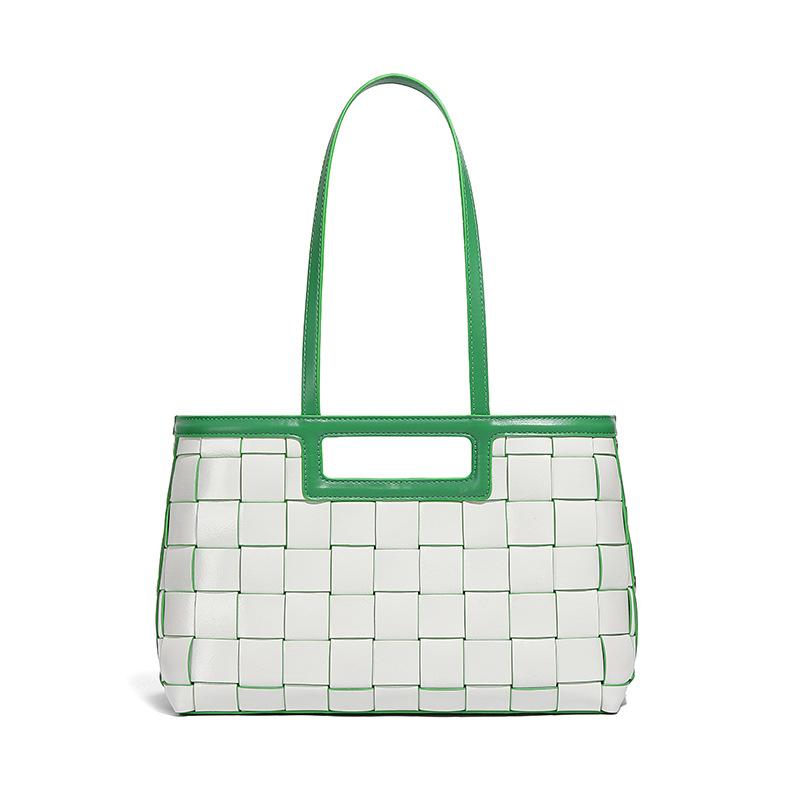 

Высококлассная и Модная Сумка-тоут из ПУ с перфорацией, Простая и с цветовыми блоками, Большой вместимости, Ручной работы владелицы сумки