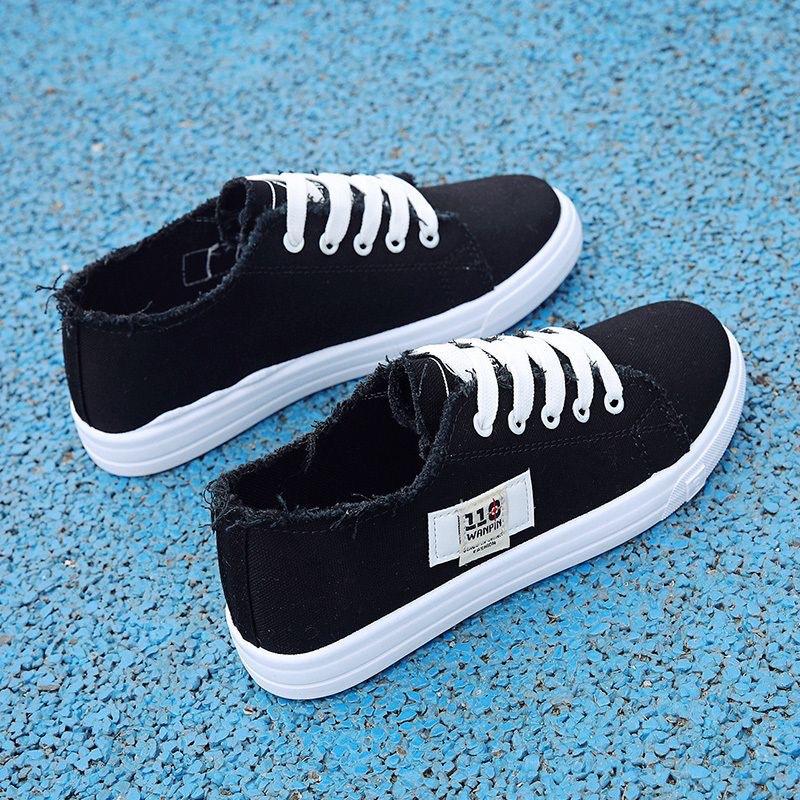 Women's White Canvas Lace-Up Sneakers - Spring/Summer 2023 Casual