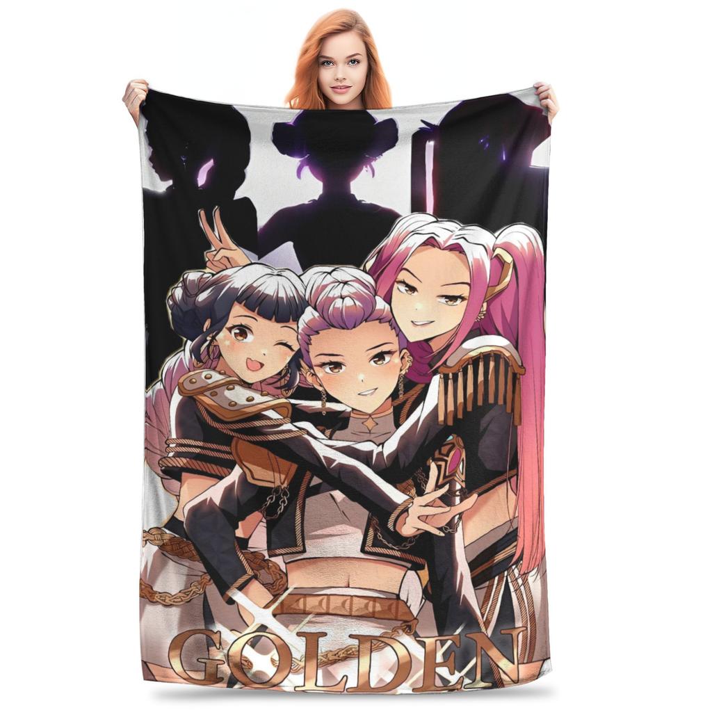 Huntrix KPop Demon Hunters Mira Zoey Rumi Blanket  Picnic Flannel Throw Blanket For Outdoor Soft Design Quality Bedspread Gift