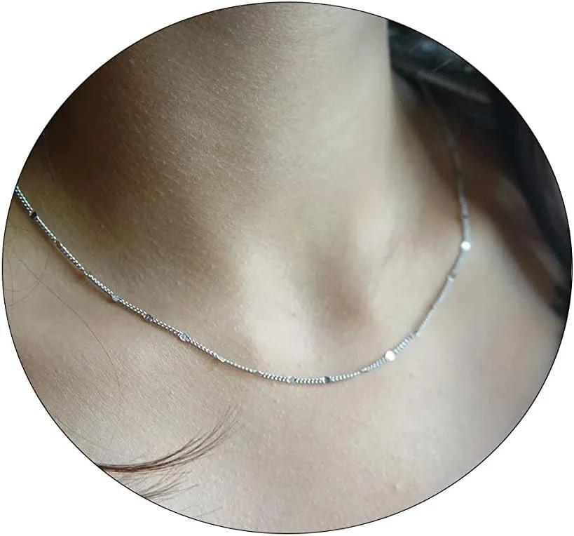 

Золото K/медь Плакированный Спутниковый Чокер Блестящие Точки Цепочка-Станция Сверкающая Цепочка Ожерелье Звеньевая Цепочка Изысканный Циркон для женщин 40cm