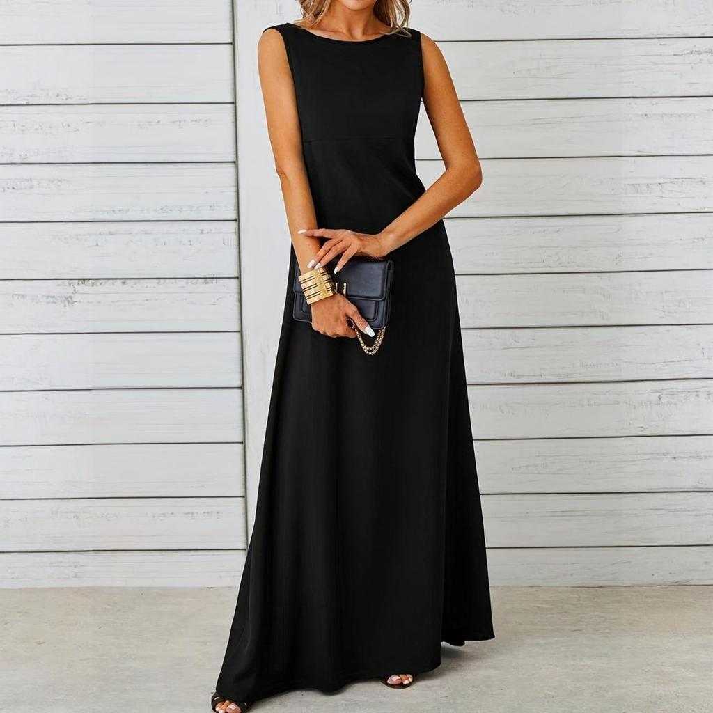 Ladies' Casual Loose Sleeveless Round Neck Vest Dress