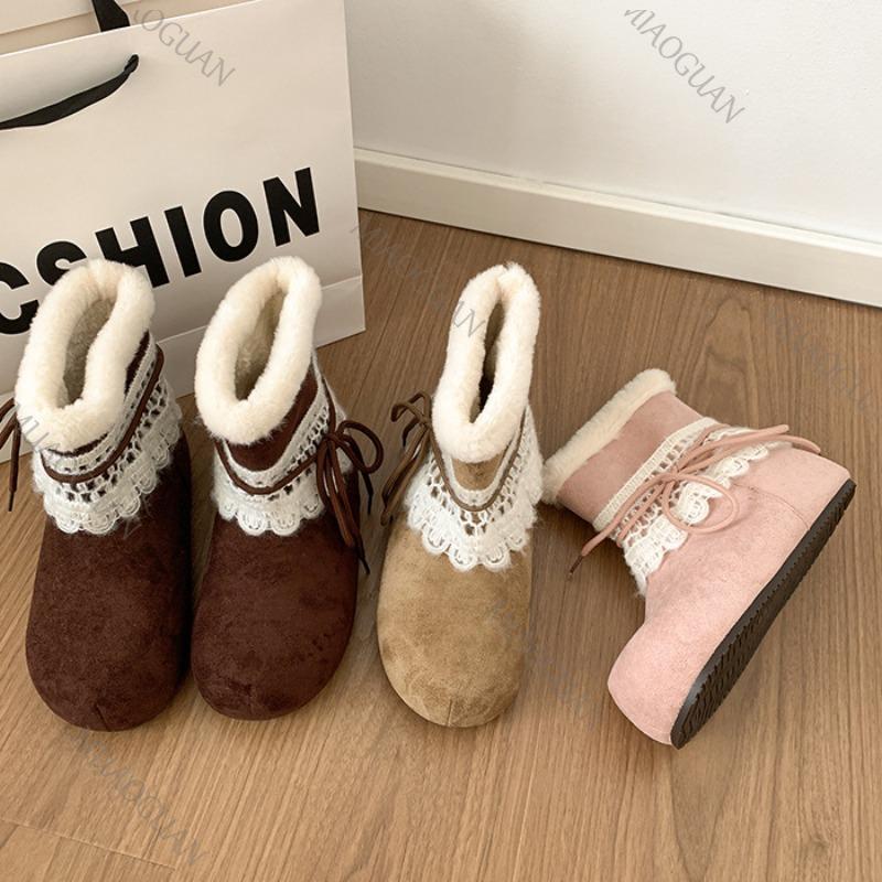 Autumn Winter New Women's Short Snow Boots Thickened Heightened Fleece Lined Warm Slip-on Cozy Casual Cotton Shoes for Women