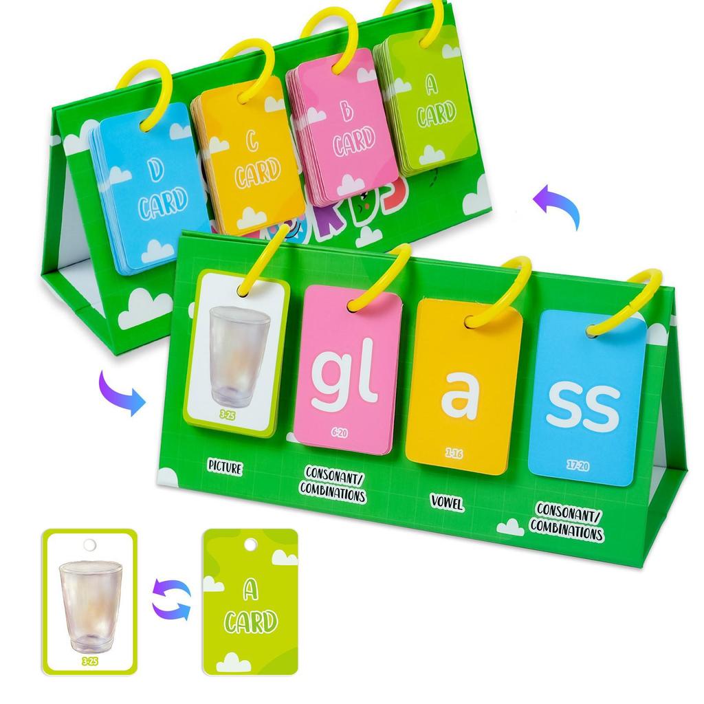 3D English Flashcards for Parent-Child Interaction - Educational Desktop Cards with Pictures and Text for Color Learning.