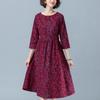 2024 Floral Long-Sleeved Dress for Women, Elegant Spring/Autumn Wear for Middle-Aged to Elderly (Age 40+)