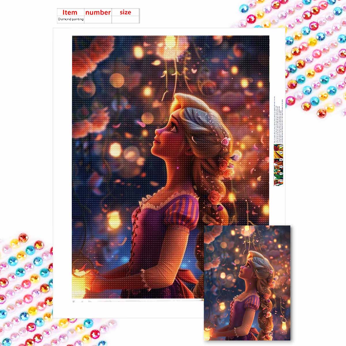 

Алмазная живопись своими руками Принцесса Рапунцель Набор для вышивки крестом Мозаичное искусство Алмазная живопись Полный круг Алмаз Домашнее украшение Round 30x40cm