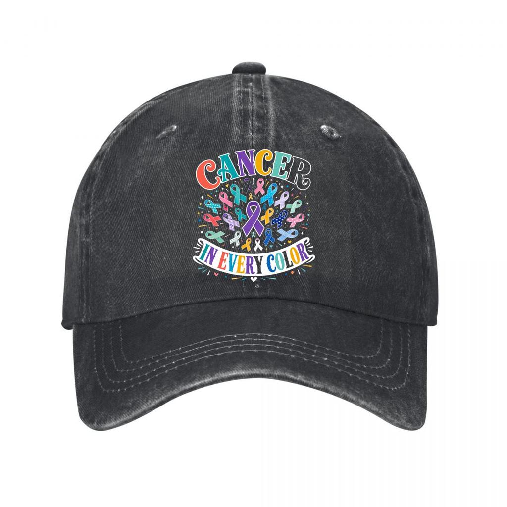 Colorful Cancer Awareness Ribbon Wor New Vintage Washed Cotton Baseball Cap Sun Hats