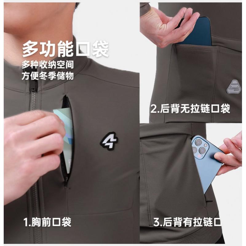 Mens Thermal Cycling Jersey Long Sleeve Fleece Lined Winter Bike Top Road 5-15C