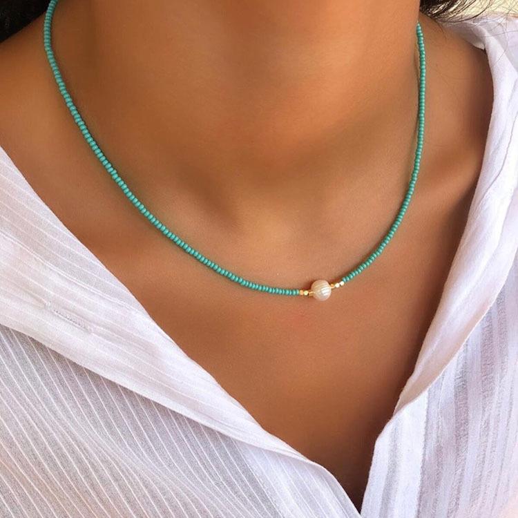 Bohemian Handmade Multilayer Colorful Beads Chain Necklaces Crystal Pendant Jewelry For Women Accessories N0371