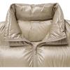 Uniqlo Korean Style Shiny Padded Comfortable Short Zip-Up Stand Collar Down Jacket Women Outerwear Beige 450456-31
