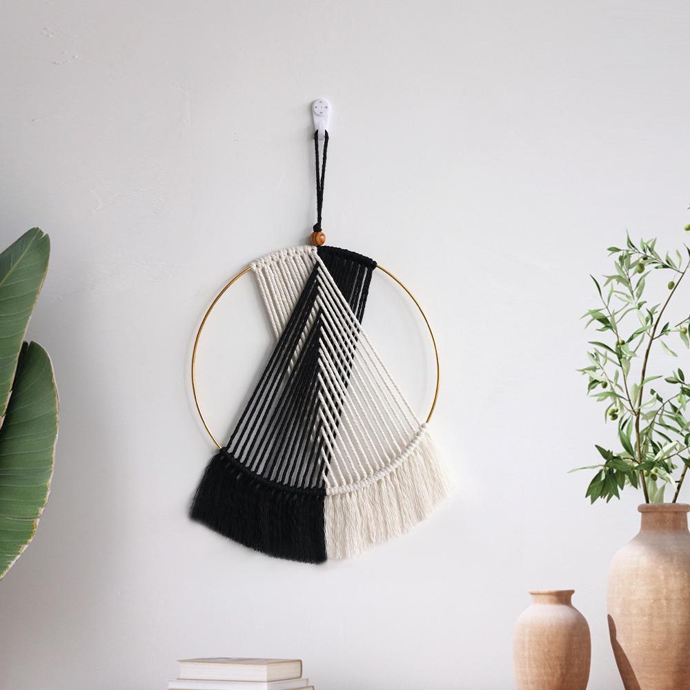 Hand-Woven Cotton Rope Sunrise Sunset Wall Tapestry for Room Décor