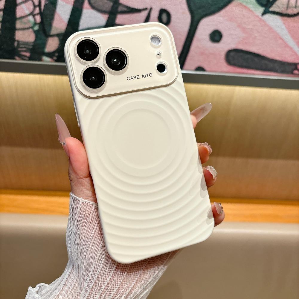 Fashion Silicone Ripple Magnetic Impact Resistant Phone Case For iPhone 17 16 15 Pro Max For Magsafe Camera Lens Protector Cover