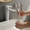 Wall Mount Toothbrush Holder with Cover Waterproof Dust-Proof No Drill Bathroom Single Electric Toothbrush Hanger Organizer
