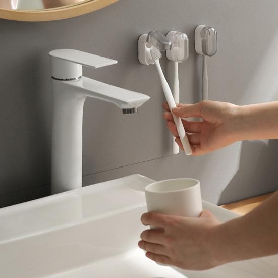 Wall Mount Toothbrush Holder with Cover Waterproof Dust-Proof No Drill Bathroom Single Electric Toothbrush Hanger Organizer