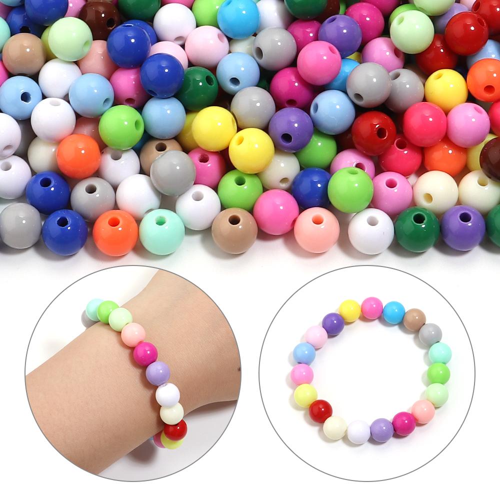 6/8/10/12/14/16/18/20mm Candy Colorful Spacer Beads Round Loose Acrylic Beads For DIY Bracelet Necklace Jewelry Making Wholesale