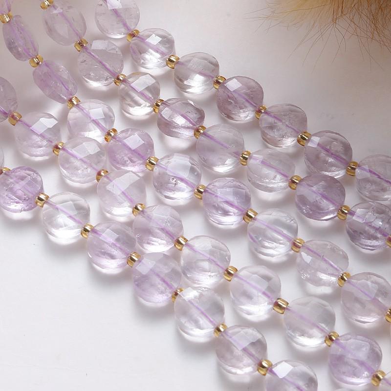 Urugwajskie lawendowe ametystowe okrągłe koraliki - naturalne kamienne akcesoria do biżuterii DIY