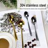 304 Stainless Steel Long Handle Coffee & Dessert Spoon, Ceramic Small Soup & Stirring Spoon for Fruit & Yogurt