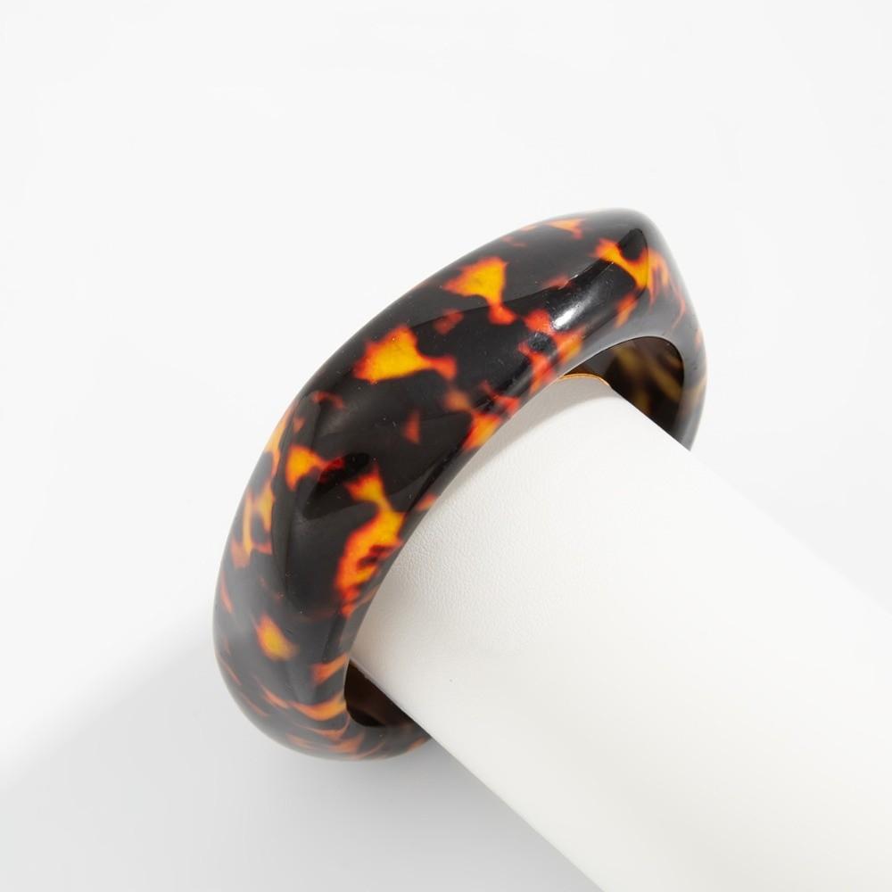 Leopardenmuster Acryl Armreif Dick Retro Handring Kreativ Unregelmäßig Breites Armband Mädchen
