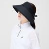 CHALLENGER Women'S Waffle Texture Detachable Ribbon Accent Wide Brim Sun Cap Black