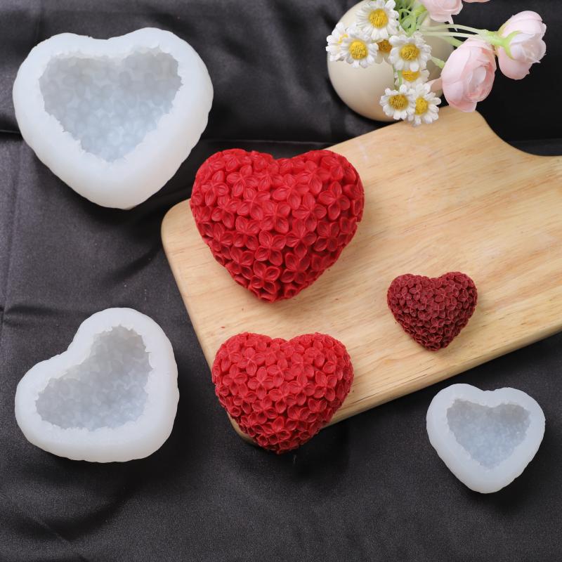Silikonform Valentinstag Gitter Herz Garn Herz Texturiertes Herz Aromatherapie Kerze Gipsform Für Romantische Heimdekoration